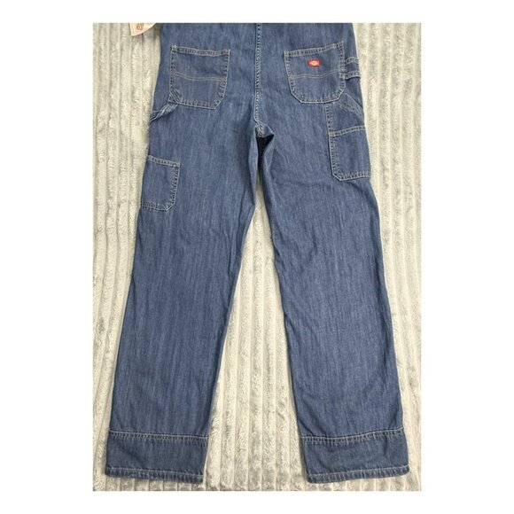 Dickies Carpenter Bib Overalls Womens Small Blue Denim Relaxed Fit Straight Leg - Picture 7 of 16